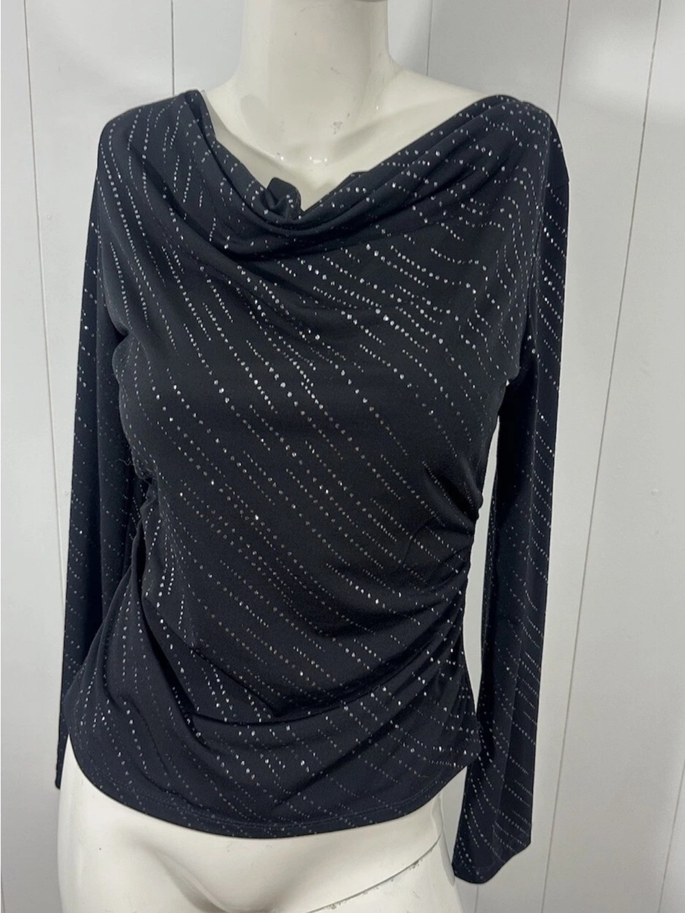Vintage 90s Y2K IN Studio San Francisco Top SZ M Black Sparkle Top Tunic